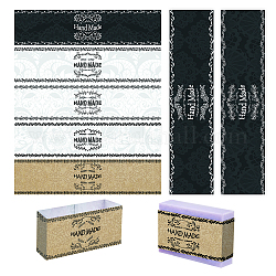 Pandahall elite 90 pz 9 tag di carta sapone fatto a mano in stile, nastro di carta patinata su entrambi i lati con membrana tectorial, per imballaggi di sapone, rettangolo con la parola fatti a mano, colore misto, 50x210mm, 9 stile, 10pcs / style, 90 pc