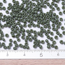 Miyuki runde Rocailles Perlen, japanische Saatperlen, 11/0, (rr501) undurchsichtige Avocado, 2x1.3 mm, Bohrung: 0.8 mm, ca. 1111 Stk. / 10 g