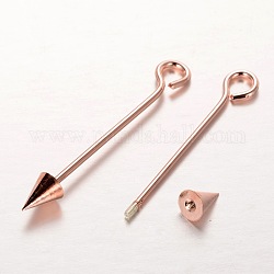 Pin de ojo de latón, flecha, oro rosa, 52~59x6mm, agujero: 4 mm, pin: 1.5 mm