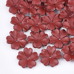 5-Blütenblatt umweltfreundliche Rindsleder Perlenkappe, Blume, Schamottestein, 24~25x24~25x6~6.5 mm, Bohrung: 1.8 mm
