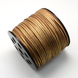 Eco-Friendly Faux Suede Cord, Faux Suede Lace, with Glitter Powder, Camel, 2.7x1.4mm, about 100yards/roll(300 feet/roll)