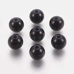 Абс пластиковые жемчужные бисера, круглые, чёрные, 7.5~8 мм, отверстие : 2.3 мм, Около 2000 шт / 500 г