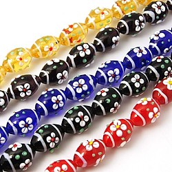 Handmade Lampwork Beads Strands, Oval, Mixed Color, 20x14mm, Hole: 1mm, about 14pcs/strand, 15.16 inch
