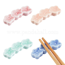 Soporte para palillos de porcelana chgcraft 4 Uds 4 colores, resto de palillos, 3 flor, color mezclado, 23x63x11mm, 1pc / color