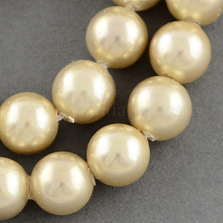 Shell Bead Strands, Imitation Pearl Bead, Grade A, Round, BurlyWood, 18mm, Hole: 1mm, 22pcs/strand, 15.7inch