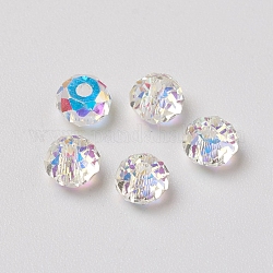 Perles en verre electroplate, de couleur plaquée ab , facette, rondelle, cristal ab, 4x3mm, Trou: 1mm