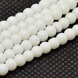 Opachi di colore solido perle tonde vetro fili, grado aa, bianco, 8mm, Foro: 1 mm, circa 40pcs/filo, 12 pollice