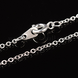 Brass Cable Chain Necklace, Silver Color Plated, Nickel Free, chain: 2mm long, 1.5mm wide, 18 inch