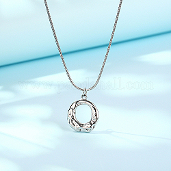 Collane con ciondolo ad anello strutturato in acciaio inossidabile, per donna, colore acciaio inossidabile, 17.72 pollice (45 cm)