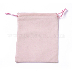 Pochettes d'emballage en velours, sacs à cordonnet, rose, 15~15.2x12~12.2 cm