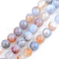 Natural Agate Beads Strands, Dyed, Round, 8mm, Hole: 1mm, about 48pcs/strand, 15.16 inch(38.5cm)