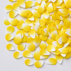 Handgemachte Polymer Clay Nagelkunstdekoration Zubehör, Blütenblatt, Gelb, 5~7.5x4~6x0.3~1 mm, ca. 100000 Stk. / 1000 g.