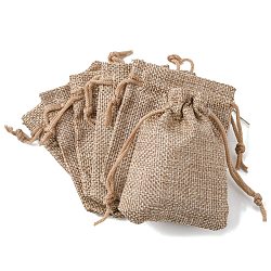 Bolsas con cordón de imitación de poliéster bolsas de embalaje, caqui oscuro, 9x7 cm