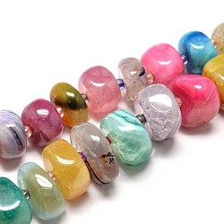 Pépites d'agate naturelles diplômés brins de perles, teinte, colorées, 6~16x13~26mm, Trou: 2.5mm, Environ 32~33 pcs/chapelet, 15.7 pouce