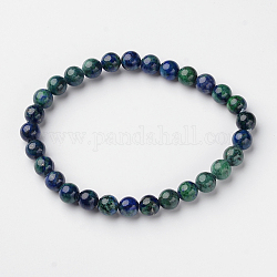 Bracciali elasticizzati con perline rotonde in crisocolla naturale e lapislazzuli (tinti)., 2-1/8 pollice (54.5 mm), perline:6mm