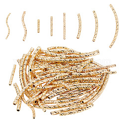 Benecreat 8pcs 8 style rack placage en laiton tubes droits et incurvés perles, Plaqué longue durée, or, 10~34.5x1.5~2mm, Trou: 0.8~1.2mm, 10 pièces / style