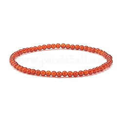 Mini bracelets extensibles en perles d'agate rouge naturelle, pour femmes filles, diamètre intérieur: 2-1/8 pouce (5.4 cm)