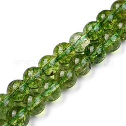 Natürlichem Quarz-Kristall-Perlen Stränge, Runde, erhitzt und gefärbt, Olive, 6 mm, Bohrung: 1 mm, ca. 32 Stk. / Strang, 7.5 Zoll (19.05 cm)