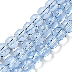 Glas runde Perle Stränge, Himmelblau, 6 mm, Bohrung: 1 mm, ca. 50 Stk. / Strang, 11 Zoll