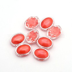 Genähte Taiwan Acrylperlen, Multi-Strang-Verbinder, Bekleidungszubehör, Oval, Tomate, 20.5x16x9 mm, Bohrung: 1 mm