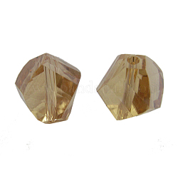 Faceted Glass Crystal Beads, Lt.Goldenrod, about 10mm wide, 9mm long, hole: 1.5mm