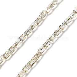 Electroplate Transparent Glass Beads Strands, Pear Luster Plated, Faceted, Column, Gainsboro, 5x3mm, Hole: 0.5mm, about 100pcs/strand, 19.4 inch
