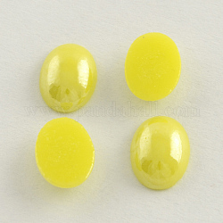 Cabujones de cristal opaco plisado perlado, oval, amarillo, 13x10x5mm