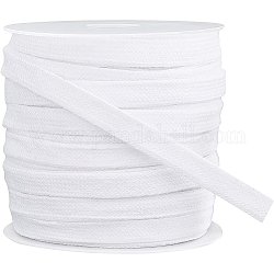 Benecreat 25m de cordons plats en coton double couche, corde de coton creuse, pour accessoires de vêtement, blanc, 11x1.2mm, 25m/rouleau