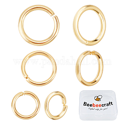 Beebeecraft 300 pz 3 anelli di salto in ottone placcatura cremagliera, anelli di salto aperti, placcato di lunga durata, vero placcato oro 24k, 4~6x0.6~0.8mm, diametro interno: 2.8~4mm, 100pcs / style