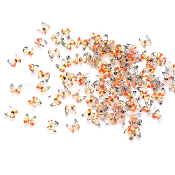 3D-Schmetterlingsharz-Füllanhänger, für Nagellack Ornament Maniküre Abziehbilder Zubehör, Tomate, 6x5.5~7x2~3 mm