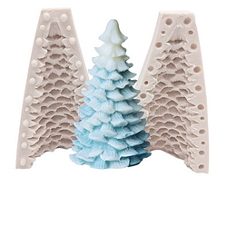 3d weihnachtsbaum diy kerze zwei teile silikonformen, für die Herstellung von Weihnachtsbaum-Duftkerzen, Fischcremesuppe, zusammengebaut: 8x7.7x13.5cm, Innendurchmesser: 6.2x12.1 cm