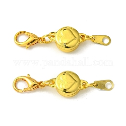 Zinc Alloy Magnetic Clasps, with Lobster Clasps, Extender for Jewelry Making, Flat Round with Heart, Golden, 34x9x5mm, Hole: 2mm