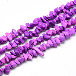 Filo di perline turchesi sintetici, tinto, pezzo, medio orchidea, 5~13x5~13x1~7mm, Foro: 1 mm, circa 240~420pcs/filo, 34.6 pollice