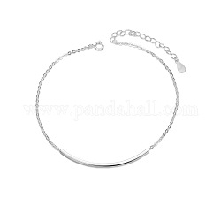 SHEGRACE Simple Fashion Rhodium Plated 925 Sterling Silver Anklet, with Tube Bead, Platinum, 200mm