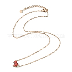 Collana con ciondolo in vetro a cuore rosso, con 304 catena portacavi in ​​acciaio inossidabile, oro, 17.28 pollice (43.9 cm)