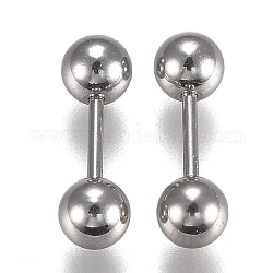 304 inox orecchini a sfera in acciaio, orecchini di cartilagine del bilanciere, colore acciaio inossidabile, 13~14x4mm, ago :1mm, 24 coppie / set