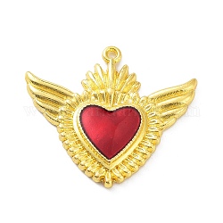 Подвески из эмали и сплава, золотые, сердце с крыльями, золотые, 36x40x4 мм, отверстие : 1.8 мм