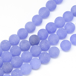 Fili di perline giada bianco naturale, tinto, smerigliato, tondo, blu ardesia medio, 10~11mm, Foro: 1.5 mm, circa 38~39pcs/filo, 14.9 pollice