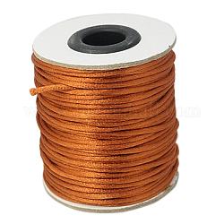 Cuerda de nylon, cordón de cola de rata de satén, Para hacer bisutería, anudado chino, chocolate, 2mm, Aproximadamente 50 yardas / rollo (150 pies / rollo)