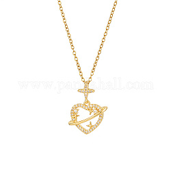 Collane con pendente in strass di cristallo in ottone per wowen, oro, cuore, 15.35 pollice (39 cm), ciondoli:14.1x14.9mm