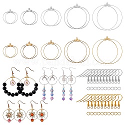 Kit de fabrication de boucles d'oreilles pendantes, dont 304 pendentifs en acier inoxydable, Crochets d'oreille en laiton, anneaux de jonction en bronze, or et acier inoxydable Couleur, 60 pcs / boîte