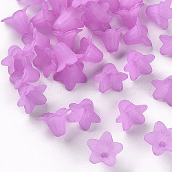 Transparente Acryl Perlen, matt, Blume, Medium violett rot, 17.5x12 mm, Bohrung: 1.5 mm, ca. 770 Stk. / 500 g