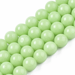 Synthetischer leuchtender Stein runde Perlenstränge, hellgrün, 8 mm, Bohrung: 1.2 mm, ca. 50 Stk. / Strang, 15.35 Zoll ~ 15.55 Zoll (39 cm ~ 39.5 cm)
