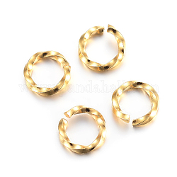 304 Edelstahl Ringe springen, offene Ringe springen, verdreht, echtes 24k vergoldet, 18 Gauge, 6x1 mm, Innendurchmesser: 4 mm