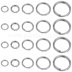 Sunnyclue 400 pz 5 stili 304 anelli divisi in acciaio inossidabile, anelli di salto a doppio anello, colore acciaio inossidabile, 5~12x1~2mm, diametro interno: 3.8~10mm, singolo filo: 0.5~1mm, 80pcs / style