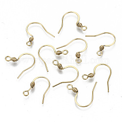 304 Stainless Steel Earring Hooks, Ear Wire, with Loop, Cadmium Free & Nickel Free & Lead Free, Real 18K Gold Plated, 17~19x18mm, Hole: 2mm, 21 Gauge, Pin: 0.7mm