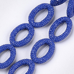 Cadres de perles en argile polymère faites main, ovale, cristal, bleu royal, 32~33x21~22x6mm, Trou: 1mm, diamètre intérieur: 20~21x9~10 mm