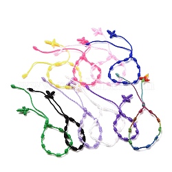 Geflochtenes Polyester-Knoten- und Kreuzkordelarmband, verstellbares Glücksarmband für Frauen, Mischfarbe, Innendurchmesser: 1-5/8~2-1/4 Zoll (4~5.6 cm)