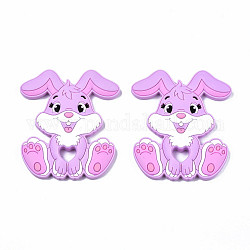 Food Grade Eco-Friendly Silicone Beads, Baby Chew Teething, Rabbit, Orchid, 90x72x9mm, Hole: 10.5x13mm