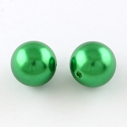 Round ABS Plastic Imitation Pearl Beads, Green, 20mm, Hole: 2mm, about 120pcs/500g
